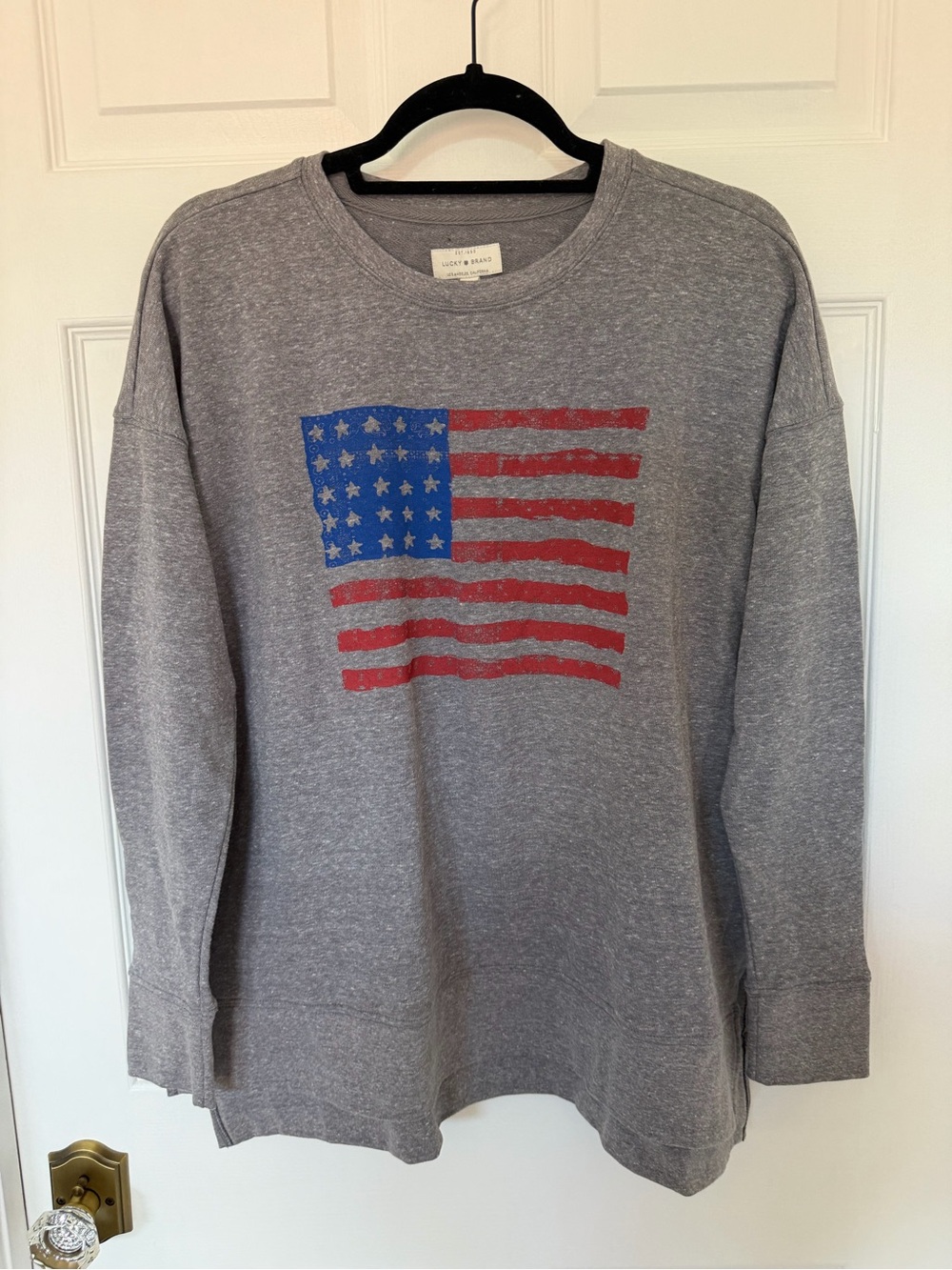 Lucky Brand Pullover American Flag Sweater